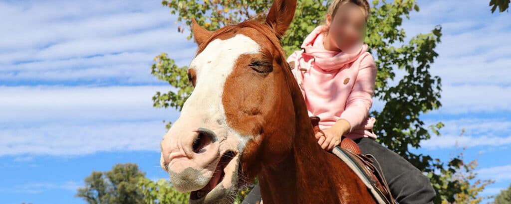 Mädchen auf einem Pferd bei Gut Silk